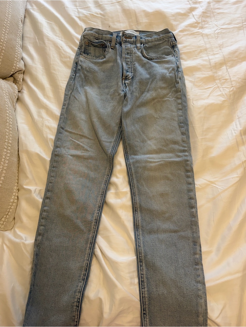Denim Forum Women's Straight-Leg Jeans in Light Blue Wash